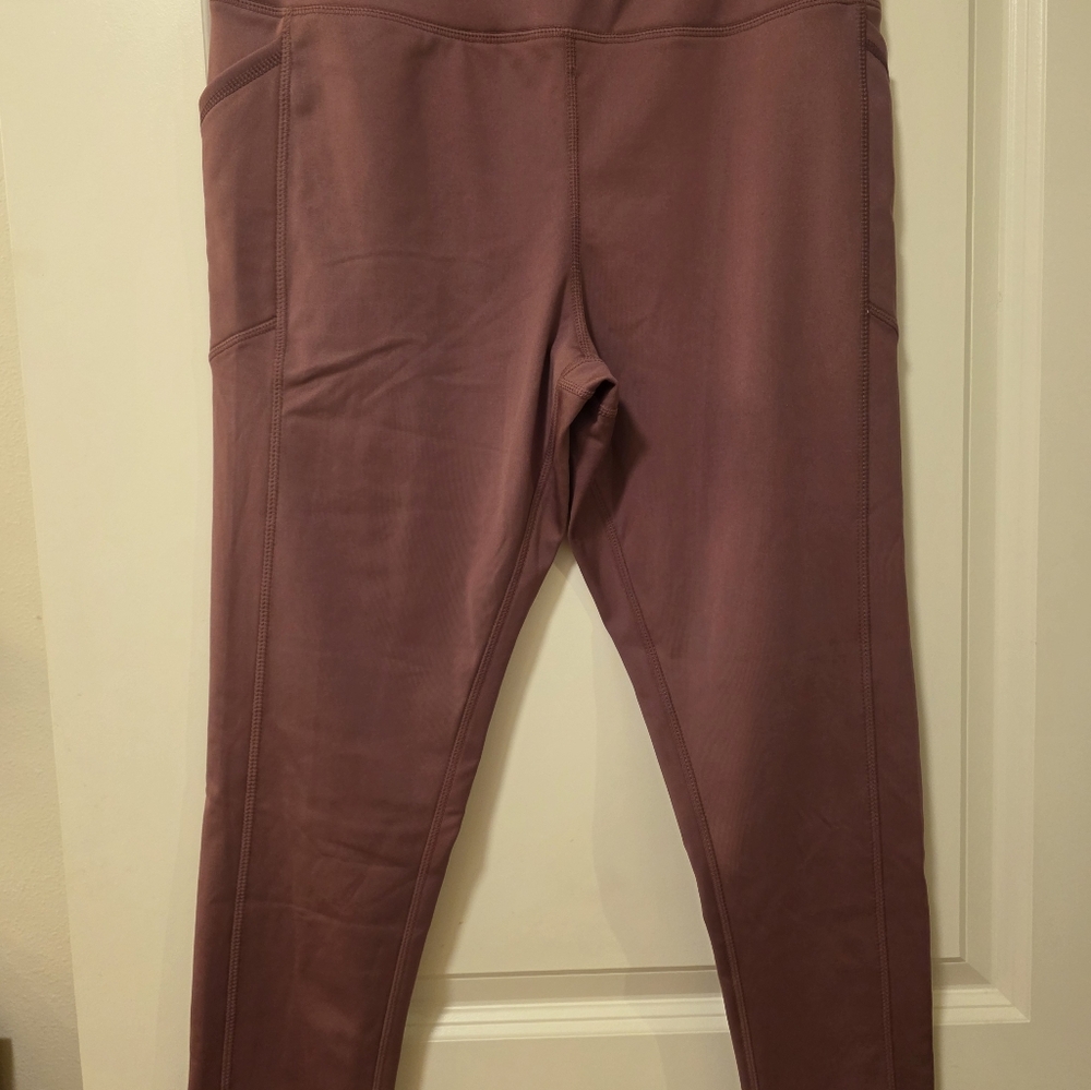 Purple Leggings with Elastic Waistband and Tapered Leg